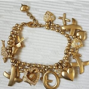 X*O Heart Gold Tone Bracelet